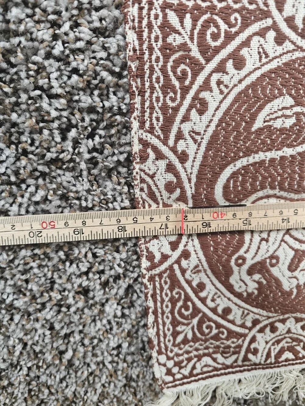Vintage 1950s Woven Karabagh lion Table Runner Brown Cream Boho Indian 17x40